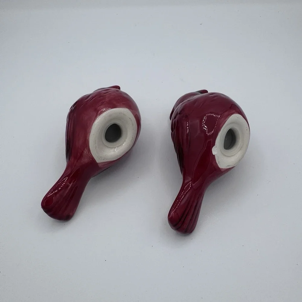 Ceramic Red Cardinal Salt and Pepper Shakers with stoppers